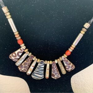 Roar!!  Leopard & Tiger print charm Necklace.